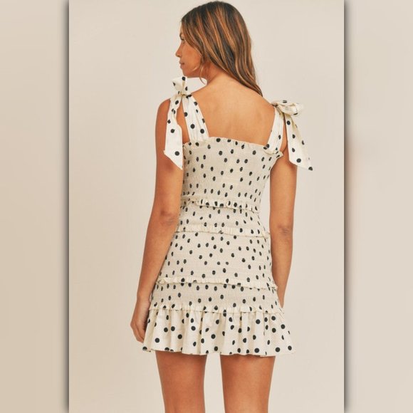 Small - MABLE Tiered Smocked Polka Dot Dress - Picture 3 of 5